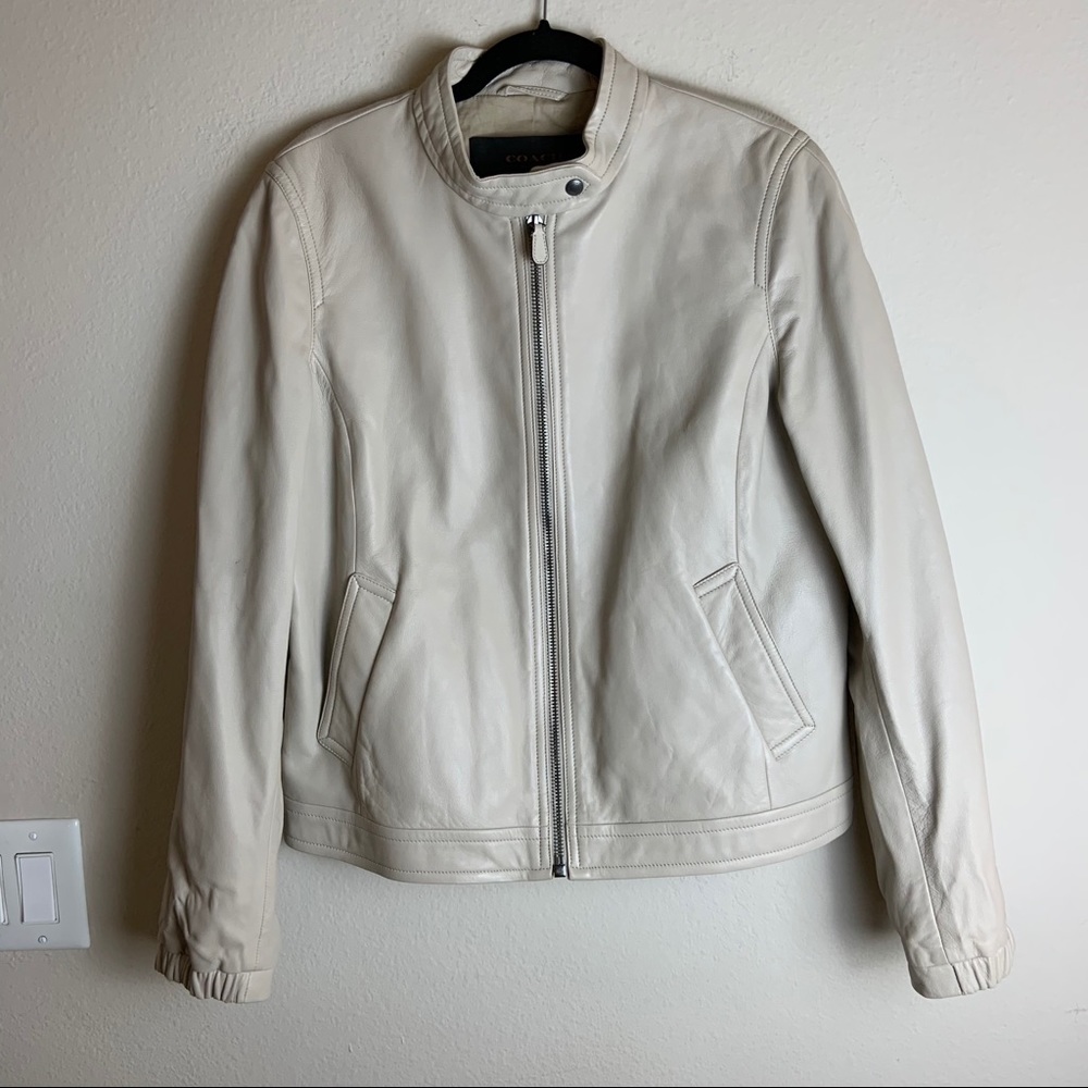 Coach Genuine Leather Moto Jackets & Coats